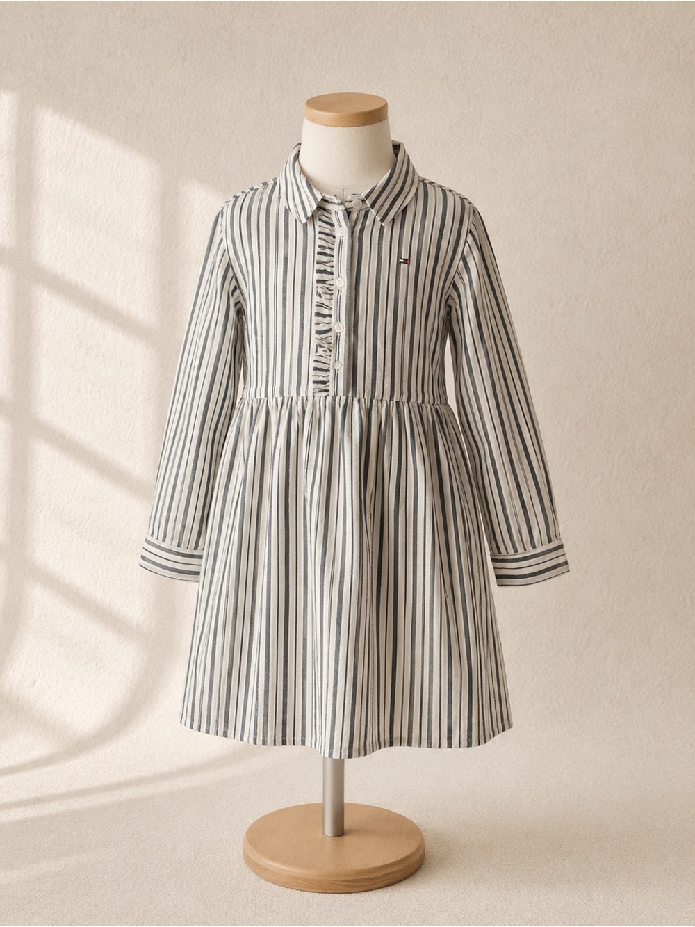 Tommy Hilfiger Girls Striped Shirt Dress Size 4/5 NWT Ruffle Preppy